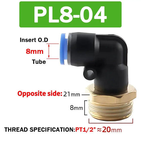 8mm elbow fitting from 100 Piece All In One Pneumatic Air Connector Kit With 4mm 6mm 8mm 10mm 12mm Elbow Fittings Hose Quick Connectors And 1 Eighth Inch 1 Quarter Inch 3 Eighth Inch 1 Half Inch Threads For Air Tubing PL804