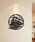Locomotive Metal Wall Art Black 16 Inch Vintage Rustic Industrial Decor For Living Room Office Bedroom Durable Outdoor