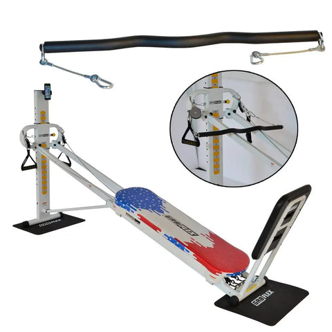 EZ Curl Bar For Heavy Weight Training Fits Total Trainer Bowflex And Home Gym Cable Systems With Neutral Grip shown with gym setup