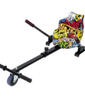 Go Kart Attachment For Hoverboards 6.5 To 10 Inch Safe Sit Down Ride For Kids And Adults Adjustable Seat with graffiti design