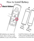 Diagram illustrating battery installation for effortless milk frother handheld foam maker for coffee nerds mini whisk.