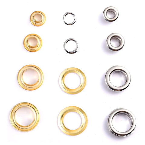 200 Sets Metal Grommets Eyelets With Washers And Storage Box In Gold And Silver Includes 1/4 Inch, 3/16 Inch, 2/5 Inch, 1/2 Inch Sizes
