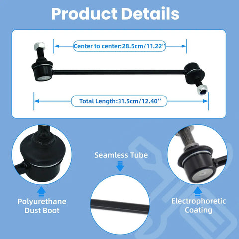 Front Stabilizer Sway Bar End Link Kit Two Pack K750682 K750683 For Buick Encore And Chevy Trax 2013 2014 2015 2016 2017 2018 2019 2020 2021 2022 Beefed Up Direct Fit, black 11.22 in link