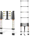 8.5ft Aluminum Telescoping Ladder With Non Slip Feet Do It All Portable Extension Ladder For Home And Outdoor Projects 330lb Capacity Lightweight, Compact Storage, Easy Adjustable Rungs And Safety Locks