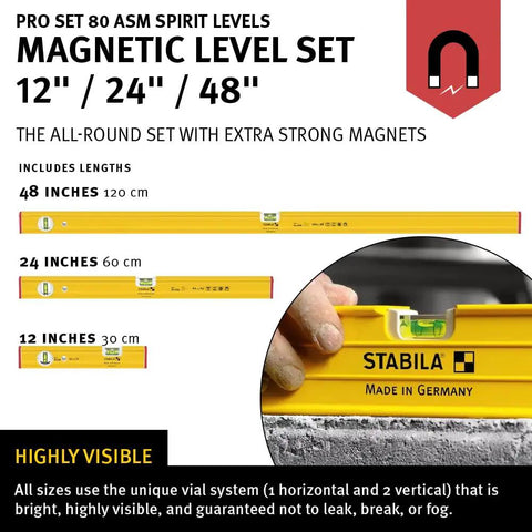 Top Shelf 3 Piece Magnetic Level Set With 48 24 And 12 Inch Spirit Level Features Badass Rare Earth Magnets And Rugged Lockable Carrying Case Crafted For Hardcore Contractors And Weekend Warriors Running Serious Construction Jobs Daily