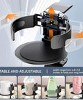 2 In 1 Desk Cup Holder And Headphone Hook, 360 Degree Rotating Aluminum Alloy Bracket, showing adjustable width