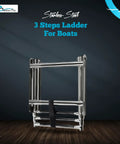 Heavy Duty 3 Step Telescoping Swim Platform Ladder Crafted From Marine Grade 304 Stainless Steel Featuring A Clean Flip Up Design Plus Grippy Non Skid Steps For Boats Yachts Pontoons That Will Absolutely Crush It in a sleek upright position.