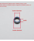 10 Pcs Rubber Sealed Miniature Ball Bearings Kit Featuring Sizes 2x6x3mm, 5x10x4mm, 5x11x4mm, 6x12x4mm, And 12x18x4mm For Small Motors, RC Cars, Drones, And Hobby Projects. Dimension diagram of a rubber sealed ball bearing showing inside diameter and width