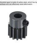Two Pack 32P Hardened Pinion Gear With 5mm Shaft 13T Carbon Steel For RC Car Boat Drone Upgrade, side view showing teeth detail.