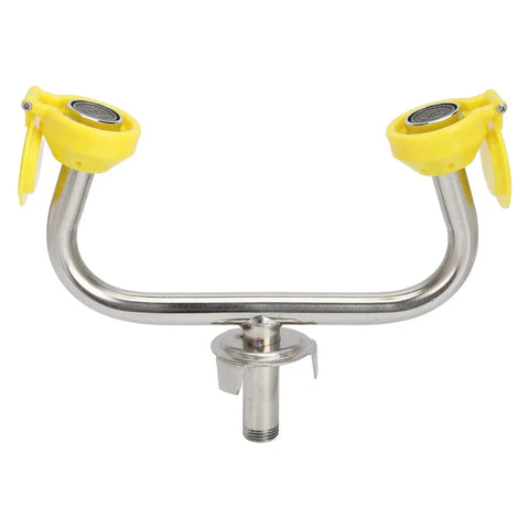 Emergency Eyewash Station With Faucet Mount For Lab And Factory Safety Gear, 304 stainless steel nozzle, yellow aerated spray