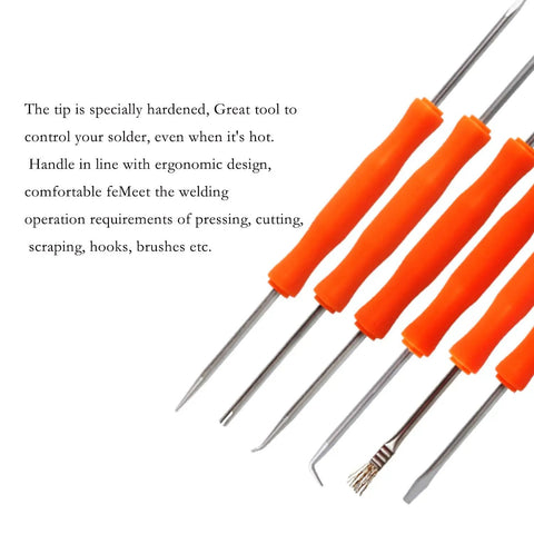 6 Piece Double Sided Soldering Aid Tool Set With 2 Precision Tweezers For Electronics Repair And Soldering Pro Grade