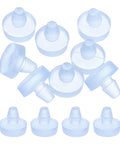 Pack Of Eight Clear Glass Table Bumpers With Solid Stems and Grippy Non Slip Bottoms. Transparent PVC design for quarter inch fit.