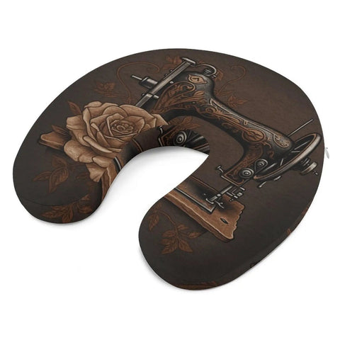 Rose Memory Foam Travel Neck Pillow U Shape With Zippered Cover For Planes Trains Cars And Office Naps, vintage design