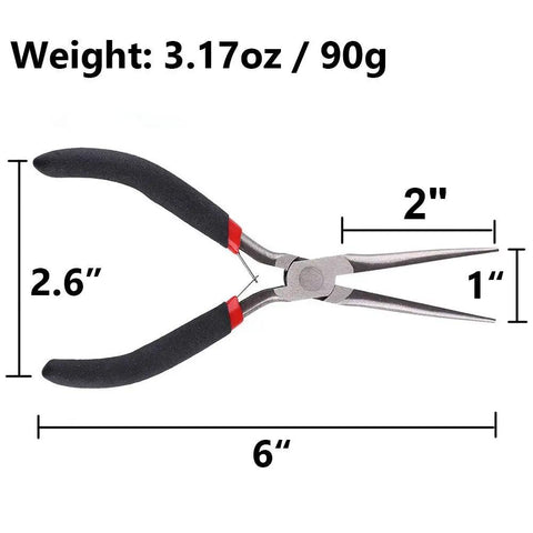 Two Pack Extra Long Needle Nose Pliers For Precision Wire Work Six Inch Long Nose Pliers Handy For Electronics Repair Computers And Gardening Tools Durable Carbon Steel With PVC Handle For Fine Detail Tasks