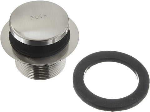 Tubular Bathtub Waste And Overflow Assembly With 14 Inch 1-1/2 Inch Tubes White Finish ADA Approved Tip Toe Drain Plug Satin Nickel