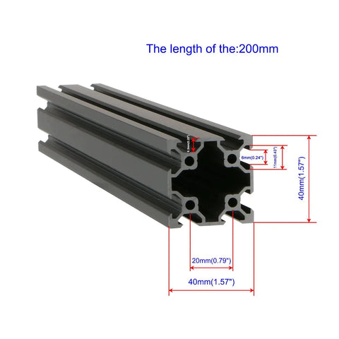 4040 Aluminum Extrusion Profile 200mm Long European Standard Linear Rail Frame For DIY 3D Printer CNC Workbench Automation Equipment Anodized Heavy Duty Aluminum Built To Last Make Your Build Solid, 200mm 4040 profile cross-section