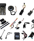 PX4 Flight Controller Kit With 2.4.8 Core GPS NEO M8N 3DR 915MHz Telemetry Set OSD Module PPM Module components spread out