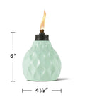 Seaside Escape 3 Pack Table Torches In Pastel Ivory Pink And Blue Glass, Coastal Outdoor Lighting, 6" tall, 4.5" wide, burning