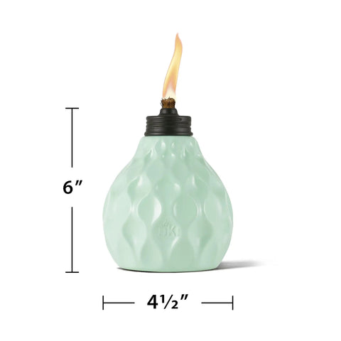 Seaside Escape 3 Pack Table Torches In Pastel Ivory Pink And Blue Glass, Coastal Outdoor Lighting, 6" tall, 4.5" wide, burning