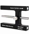 Heavy Duty Aluminum Brake Booster Adjustment Tool With Built In Magnet For Master Cylinder Push Rod Alignment, black and stainless steel design.