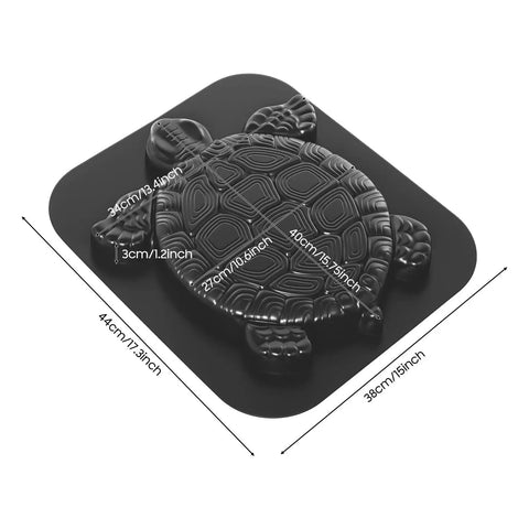 Reusable Turtle Shaped Concrete Stepping Stone Mold For DIY Garden Pathways And Walkways, black plastic, size 15.74x13.39 inches
