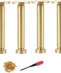 Four Pack Adjustable Solid Brass Furniture Legs For Sofa, Cabinet, Coffee Table, TV Stand, Bathroom Cabinet And More - Gold Finish 250mm 9.84in Heavy Duty Metal Sofa Support Legs with screws and screwdriver