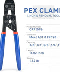 Image of Cinch And Crimp Ratchet PEX Tool For Three Eighths To One Inch Stainless Steel Clamps With Removing Function.