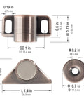 Four Pack Cabinet Door Magnetic Catches With Strong Magnets For Secure Quiet Closures showing dimensions and zinc alloy material