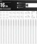 Massive 306 Inch Cable Hider Kit For Wall Cords And TV Setup with connectors and white covers shown in product packaging.