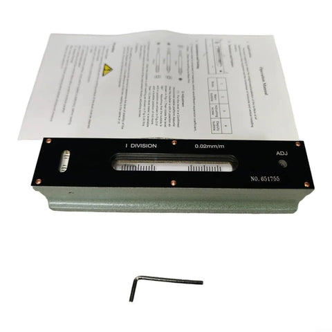 Steel Mechanical Bar Type Level 0.02mm Industrial For Spirit Tool featuring a precision level, instruction manual, and hex key.