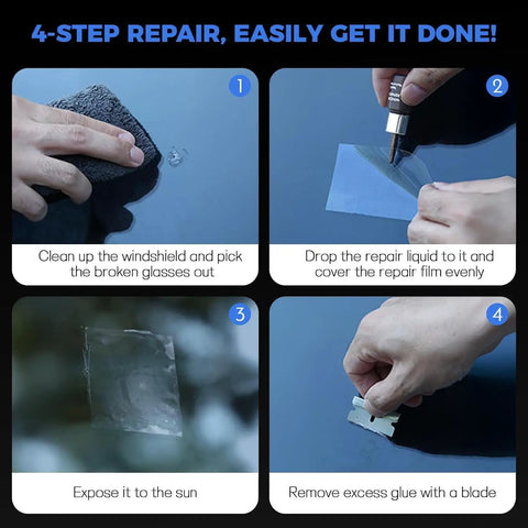 Step-by-step guide using Windshield Crack Repair Kit For Chips And Cracks Quick Easy Glass Chip Fix For Cars Trucks And SUVs
