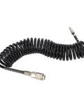 Flexible Coiled Air Hose With Fast Plug N Play Connector For Car Motorcycle Tire Inflation Pump Lightweight Pu Steel Tube Anti Kink 16 Feet Heavy Duty No More Tangles Air Compressor Extension Garage Workshop Smooth Ride Tool Mechanics Crew coiled hose with metal connectors
