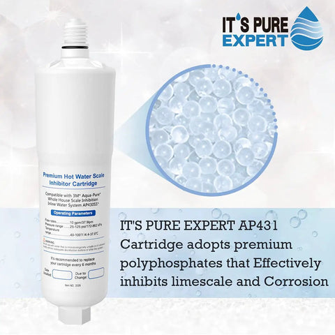 Three Pack AP431 Compatible Cartridge Replacement For Whole House Scale Inhibition Inline Water System Keeps Pipes Happy