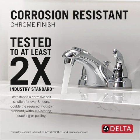 Foundations Centerset Chrome Bathroom Faucet For 4 Inch 3 Hole Vanity ADA Compliant Water Sense Brass Construction sink