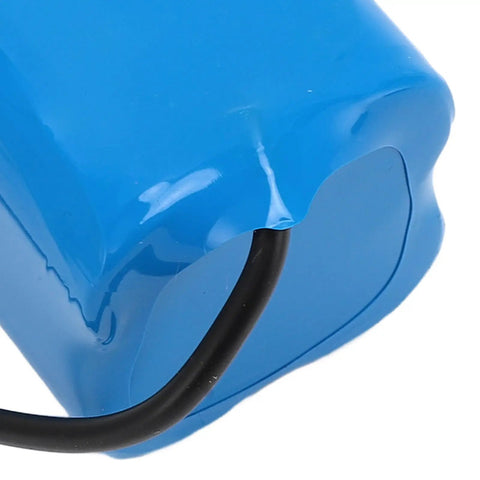 Close-up of a Massive 12000mAh 7.4 Volt Rechargeable Lithium Battery For RC Fishing Bait Boats High Capacity Boat Power with wire and casing