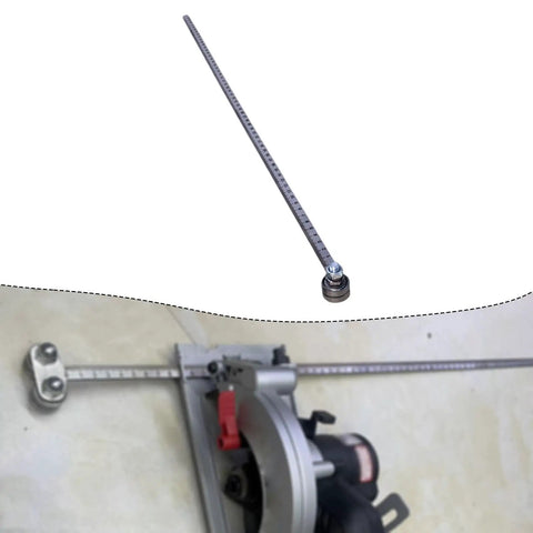 Heavy Duty Circular Saw Guide Rail Track Featuring Quick Lock Alloy Fence and Ridiculously Smooth Bearings for Dead On Precision Lumber Cutting Every Single Day, showing an assembled rail for accurate cuts.