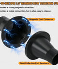 4 To 2 And A Half Inch Magnetic Dust Collection Fittings Starter Kit for Shop Vac hoses showing magnetic duct connectors and port receivers
