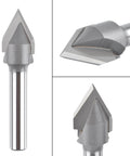 Pro-Grade Carbide Tip V Groove CNC Engraving Bit For Routers, 60 Degree V-Groove, 1/2 Inch Cutting Diameter, 1/4 Inch Shank, 2 Flute V-Bit