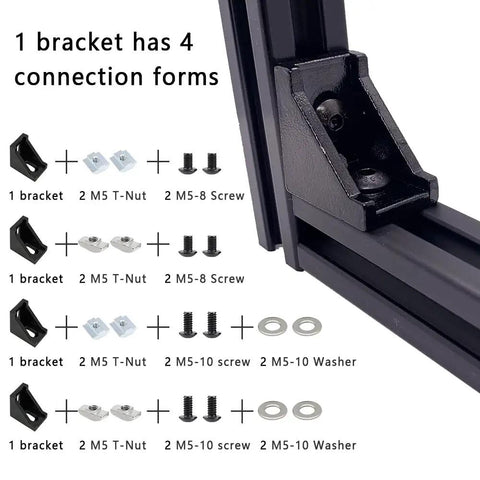 All In One M5 Hardware Kit For 2020 2040 8020 Aluminum Extrusion Profiles 200Pcs Includes M5x8 And M5x10 Socket Screws, T Nuts
