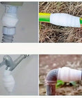 Instant Self Fusing Leak Repair Tape applied on various pipes showing waterproof heat resistant silicone tape on PVC, metal.