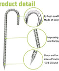 Close-up of Heavy Duty Galvanized Ground Stakes 12 Inch J Hook Rebar Anchors showing texture and pointed end