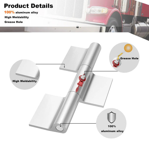 4 Pack 9 Inch Greaseable Weld On Trailer Door Hinges for Ramp Gates, Heavy Duty Aluminum Hinges with Grease Fittings, Truck Utility Trailer Gate Replacement Parts, 100% aluminum alloy