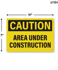4 Pack Under Construction Signs 10x7 Inches Waterproof PVC Plastic For Worksite Safety Durable High Visibility Caution Hazard Area No Trespassing Yellow Black Signs