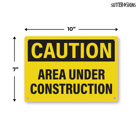4 Pack Under Construction Signs 10x7 Inches Waterproof PVC Plastic For Worksite Safety Durable High Visibility Caution Hazard Area No Trespassing Yellow Black Signs