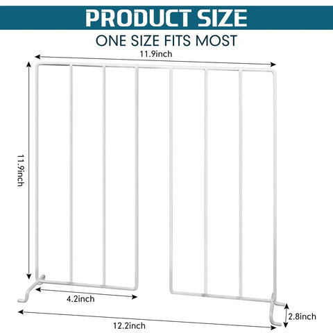 Dimensions of a divider from the Twenty Pack Wire Closet Shelf Dividers With 100 Nylon Ties, 12 Inch Vertical Organizers