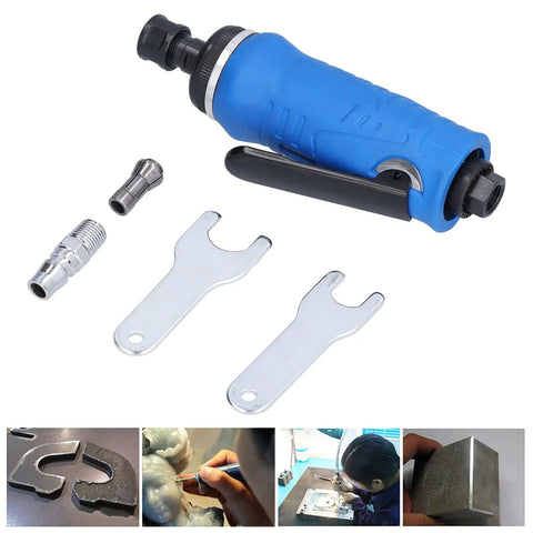 The Heavy Duty Pneumatic Air Die Grinder With Sealed Ball Bearings Runs Super Slick At 22000 Rpm, blue die grinder with attachments.