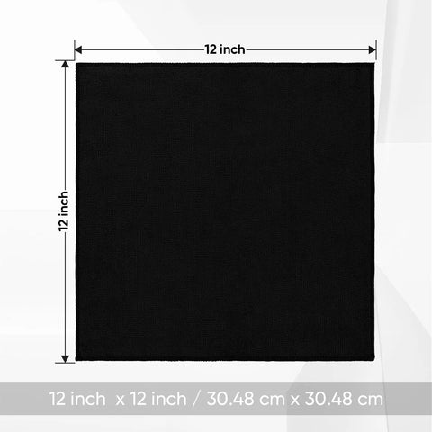 Front view of HOMEXCEL black microfiber washcloth, 12x12 inches