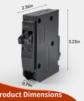Image of Tandem 1 Pole 20 Amp Circuit Breaker Plug-In 120/240V AC With 10kA Interrupting Rating, dimensions labeled.