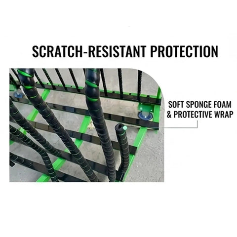 Scratch-resistant foam protection for Rock Solid Shop Beast Steel Cart For Hauling Sheet Metal Plastic Glass And Wood Panels With Scratch Free Multi Slot Rack System And No Sweat Smooth Roll Wheels.