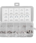 120 Piece E Clip Circlip Retaining Ring Set In 304 Stainless Steel Heavy Duty Assortment For Bearings And Shaft Hardware Perfect For Machinery Autos And DIY Projects, 1.5-10mm case